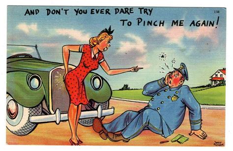 Vintage Comic Pinup Risqué Linen Postcard Walt Munson Police Topics