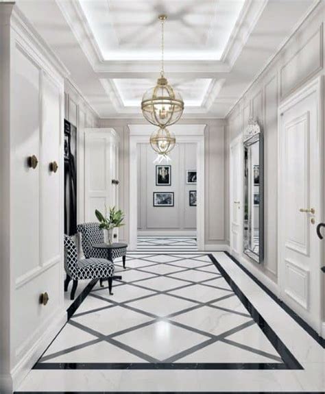 I like the steps the branch out a bit at the bottom. Top 50 Best Entryway Tile Ideas - Foyer Designs