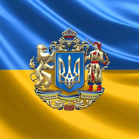 ukraine proposed greater coat of arms over ukrainian flag fleece blanket by serge averbukh