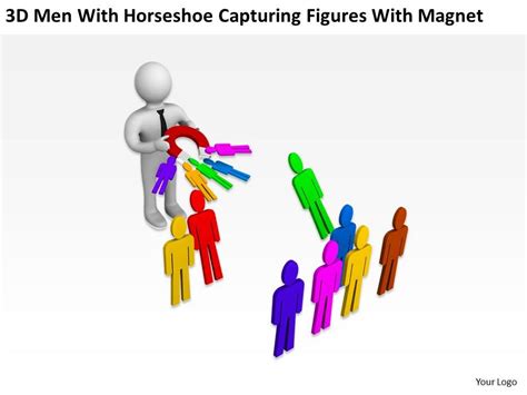 3d Men With Horseshoe Capturing Figures With Magnet Ppt Graphics Icons