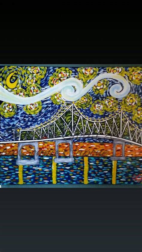 Starry Night Over The Mississippi 16x20 Acrylic Painting Of Etsy