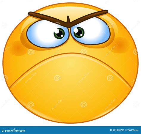 Grumpy Emoji Face With Big Eyes Vector Eps10 Stock Photo