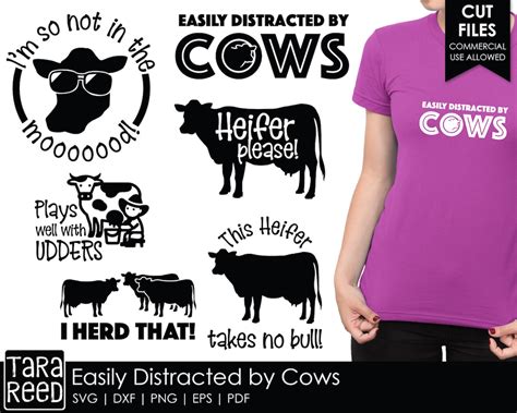 Easily Distracted By Cows Cow SVG And Cut Files For Crafters Etsy