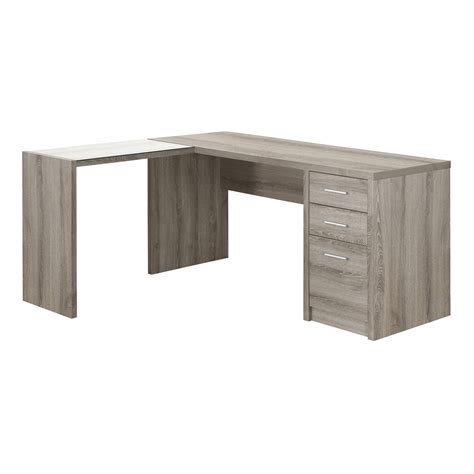 60 L Shaped Dark Taupe Office Desk W 3 Drawers