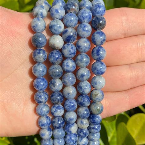 Blue Spot Stone Beads Round Natural Gemstone Beads Sold By 15 Inch Strand Size 4mm 6mm 8mm