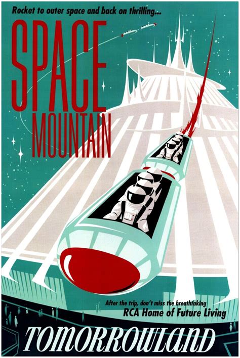 Disney Attraction Poster Space Mountain Disneyland Vintage Poster