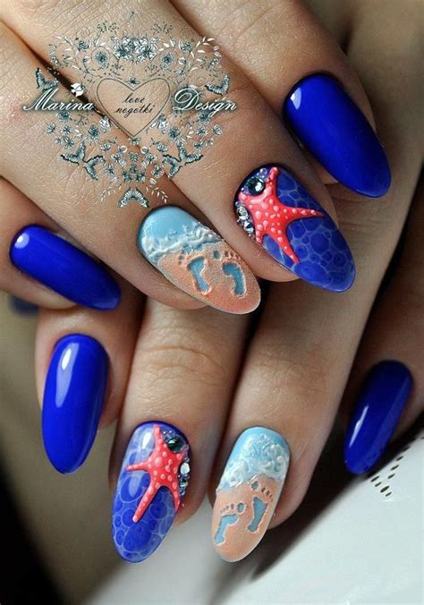 Sea Themed Blue Nail Art Design Another Sea Themed Nail Art Design