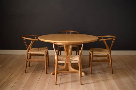 Vintage Danish Round Extendable Pedestal Dining Table Mid Century Maddist