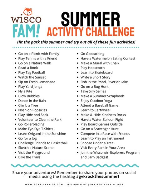 Gvk Exclusive Free Printable Summer Activity Challenge