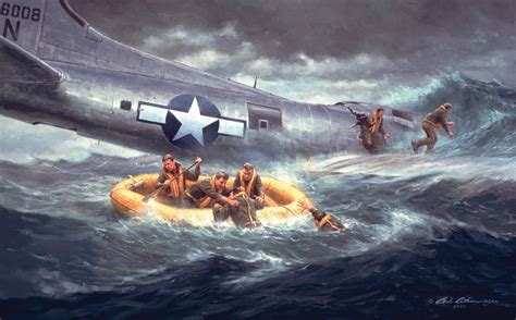Downed B 17 Crew Taking To The Life Raft Aircraft Art Aviation Art