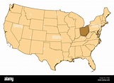 Mapa de Estados Unidos donde Ohio está resaltada Fotografía de stock ...
