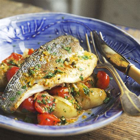 Gourmet Italian Got Easy This Dinner Idea Is Pan Fried Sea Bass With Cherry Tomato Caponata