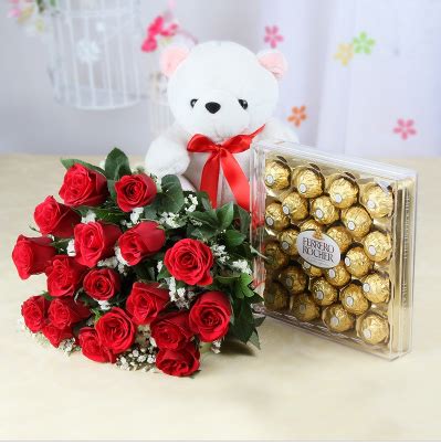 Send a gift of flowers with alluring chocolate bookey, mylar balloons, fresh fruits basket, dry fruits tray, teddy bear or greeting card on various occasions like valentine's day, mother's day, deepawali, raksha bandhan etc in chennai to celebrate the festivity in style. Roses Chocolates And Teddy Bear Hamper - FARIDABAD ONLINE ...