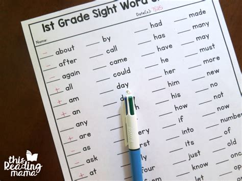 K 2 Sight Word Lists And Checklists This Reading Mama Fry Word