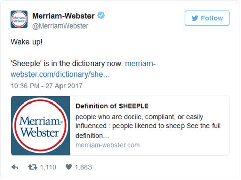 Merriam Webster Thêm Sheeple Nghĩa Là Chả Khác Gì Con Cừu Vào Từ