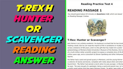 T Rex Hunter Or Scavenger Reading Answer 2021 Ielts Listenings