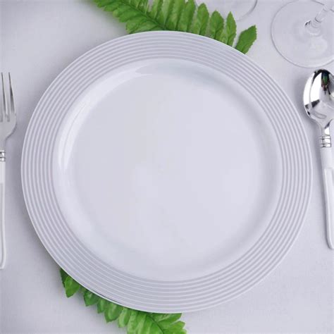 Buy 10 Pack 10 White Round Plastic Disposable Dinner Plates With