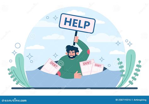 Debt Concept. Character with a Loan Liability Stock Vector
