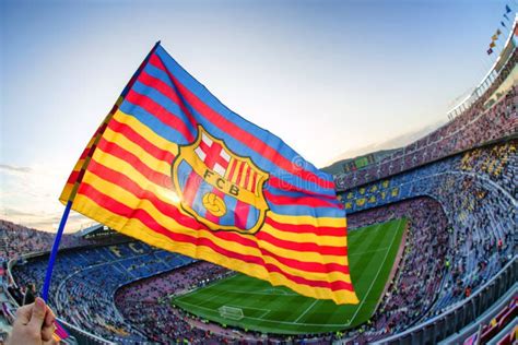 Flag Of Fc Barcelona At Stadium Nou Camp Editorial Image Image Of