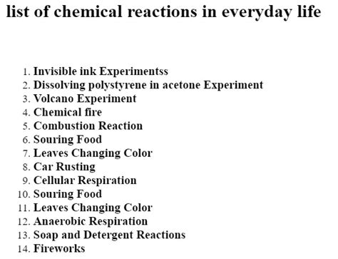 Chemical Reactions In The Kitchen Chem Awareness