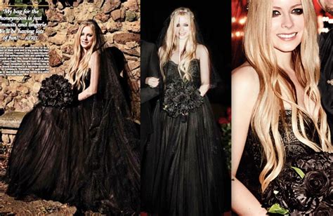 Avril Lavignes Black Wedding Gown Black Wedding Dresses Celebrity Wedding Dresses Black