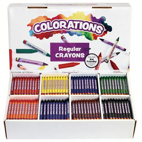 Colorations Regular Crayons 8 Colors Set Of 800 Item Crrgs