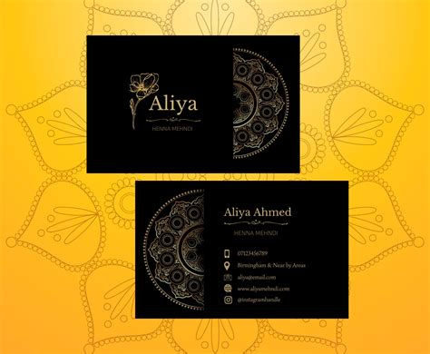 Editable Business Cards Business Cards Mehndi Business Cards Double