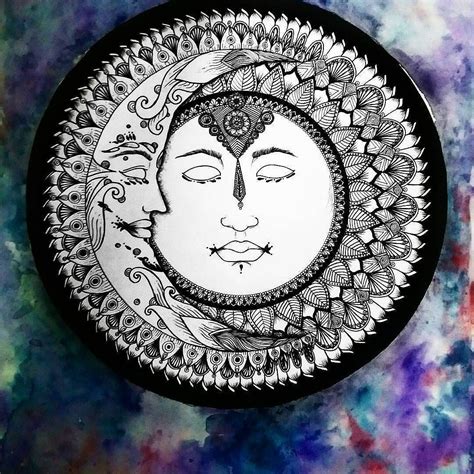 Sun And Moon Mandala Art