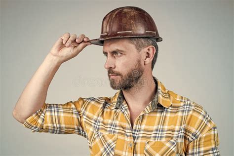 Man Architect With Serious Look Guy Wear Worker Uniform Handsome