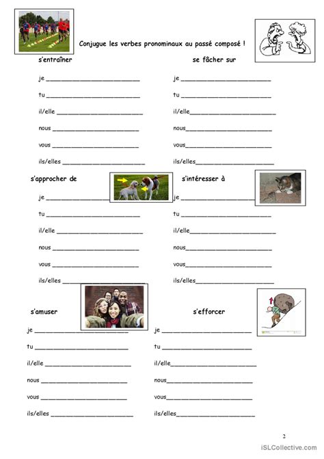 Le Passe Compose Des Verbes Pronominaux French Worksheets Learn Images