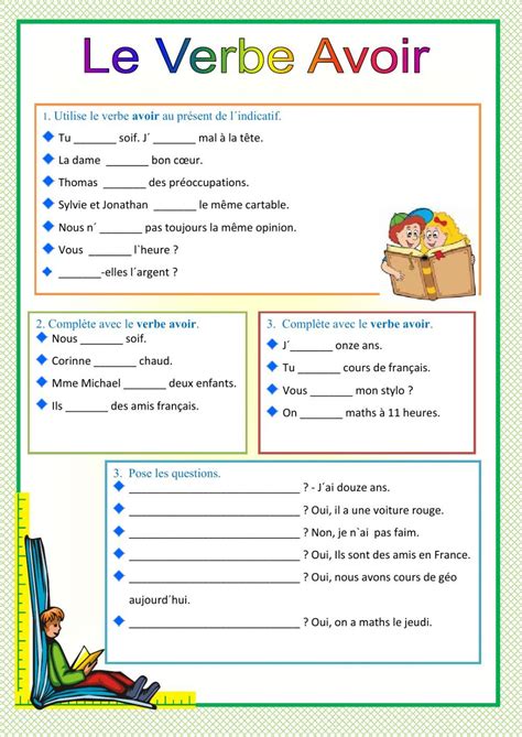 Le Verbe Avoir Ficha Interactiva Learn French French Worksheets