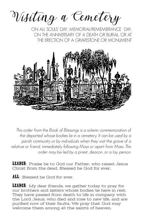 Order For Visiting A Cemetery Printable Booklet Catholic All Year