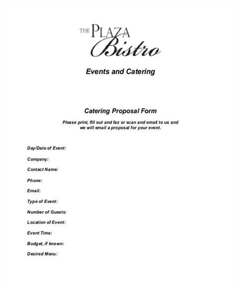 Free 9 Catering Proposal Forms In Pdf Ms Word Excel