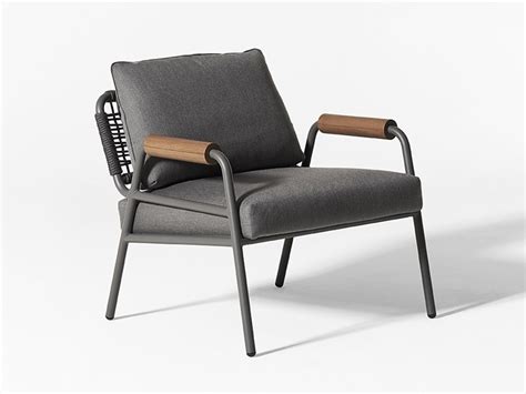 upholstered garden armchair with armrests zoe wood open air uno by meridiani design andrea