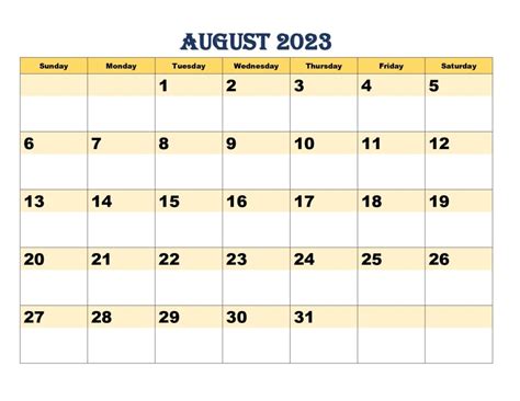 August 2023 Printable Calendars