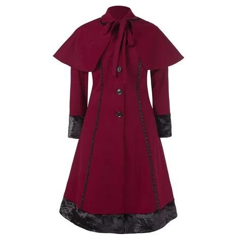 Clocolor Vintage Long Coat Medieval Victorian Women Big Large Plus Size