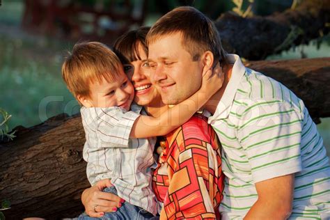 Father Mother And Son Hugging Stock Image Colourbox