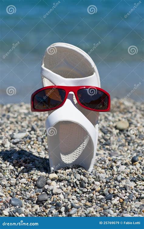 Funny Sandal On The Beach Stock Image Image Of Summertime 25769079