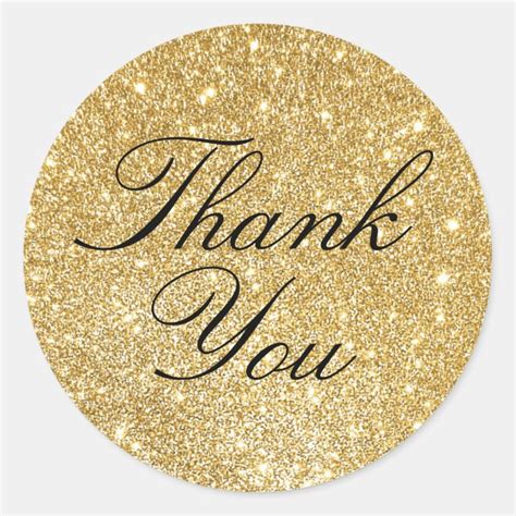Faux Gold Glitter Thank You Circle Stickers
