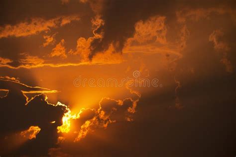 Orange Sunset In Clouds Stock Image Image Of Beautiful 15010435