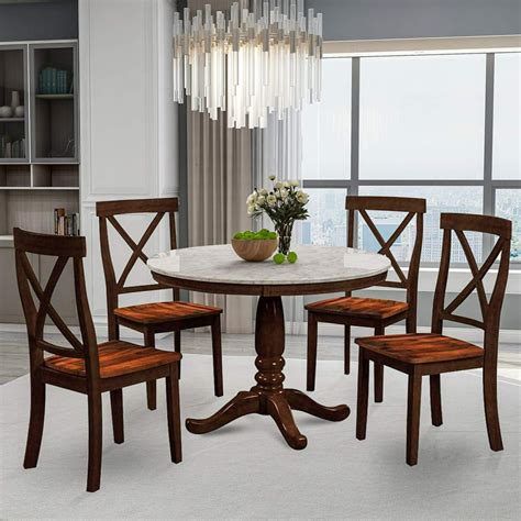 Dining Room Table And Chairs Set Urhomepro 5 Piece 42 Round Dining