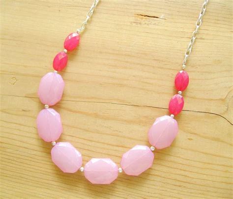 Hot Pink Statement Necklace Blush Pink And Hot Pink Necklace Pink