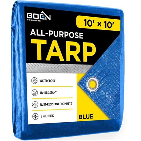 Boen 10 Ft X 10 Ft All Purpose Blue Tarp In The Tarps Department At