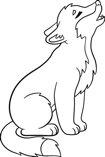 Coloring Pages Little Cute Baby Wolf Howls Stock