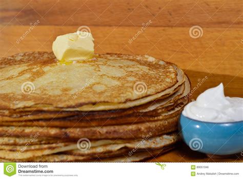 Melting Butter Pat On A Pile Of Pancakes Stock Photo Image Of Heat
