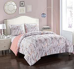 Croscill cipresi savina english rose gold embellished (3pc) queen comforter set. Amazon.com: Pop Shop Marble Comforter Set, Full/Queen ...
