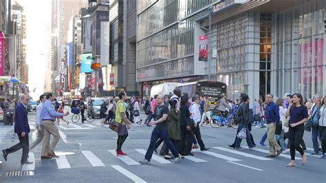 Crowded City Street In New York Commuters Going To Work Stock Video