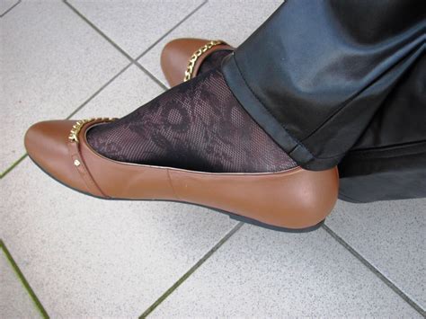 Outdoor Shoeplay Brown Leather Ballet Flats Nylons And Flickr