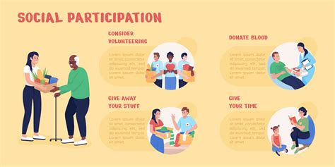 Social Participation Flat Color Vector Infographic Template Charity