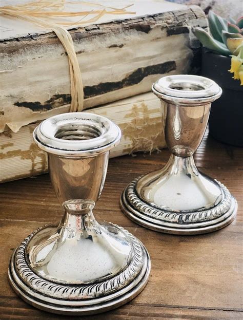 Sterling Silver Candlestick Holder Vintage Reed And Barton Sterling Garooned Trim Weighted